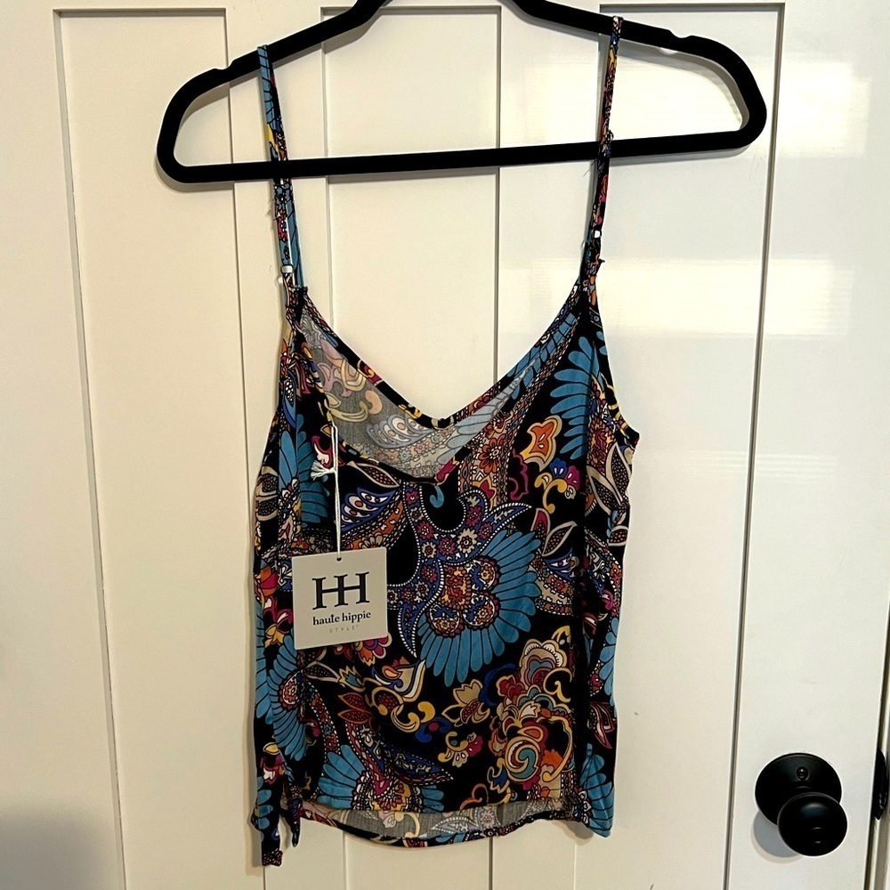 Haute Hippie Black Multicolor Paisley Camisole Top Size XS NWT